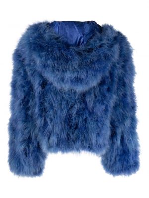 Bunda z peří s kapucí Ermanno Firenze modrá
