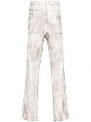 Rovné kalhoty s potiskem s abstraktním vzorem Kanghyuk bílé