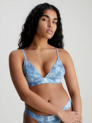 Dámský vzorovaný horní díl plavek Calvin Klein Underwear - Modrá