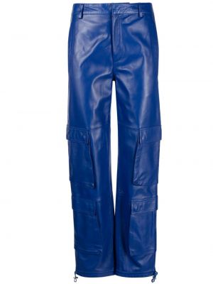 Pantaloni cargo din piele Dondup albastru