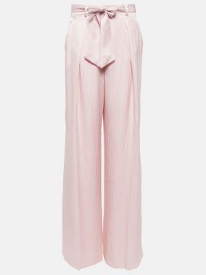 Шелковые брюки с высокой талией Gabriela Hearst розовые