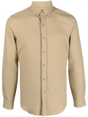 Памучна риза бродирана Polo Ralph Lauren бежово