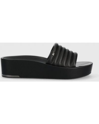 Sandale din piele cu platformă Dkny negru