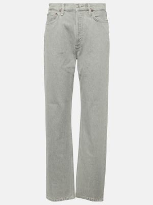 Straight fit džíny s vysokým pasem Agolde šedé