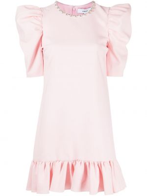 Mini šaty na zip z polyesteru s balonovými rukávy Likely - růžová