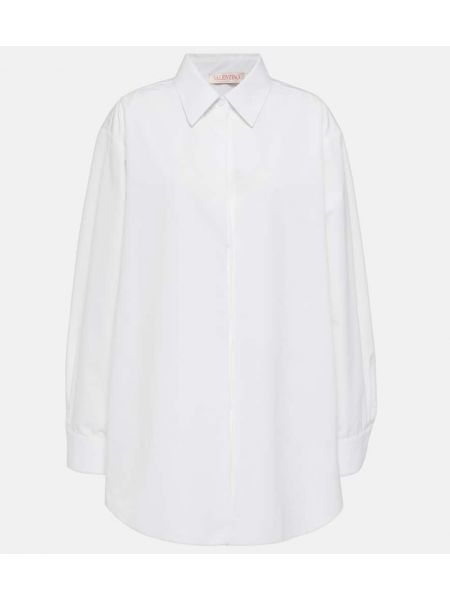 Oversize памучна риза Valentino бяло