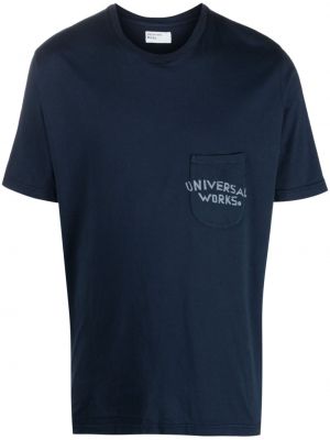Pamut póló nyomtatás Universal Works kék