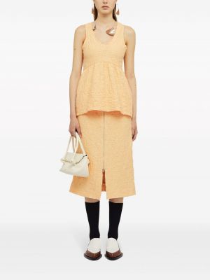 Midi sukně na zip Jil Sander oranžové