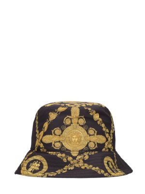 Nylonowy kapelusz z nadrukiem Versace czarny