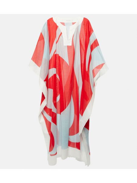 Βαμβακερή μάξι φόρεμα με σχέδιο Dries Van Noten κόκκινο