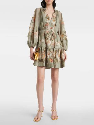 Pamučna haljina s cvjetnim printom Zimmermann bež