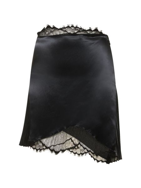 Satynowa mini spódniczka z wiskozy koronkowa Victoria Beckham czarna