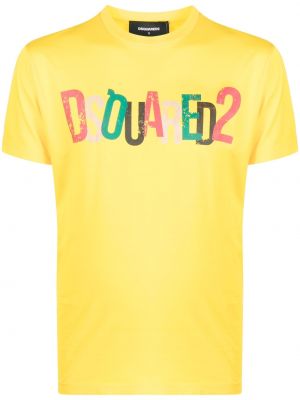 Памучна тениска с принт Dsquared2 жълто