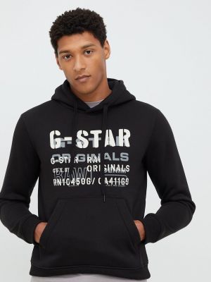 Hoodie s kapuljačom s uzorkom zvijezda G-star Raw crna