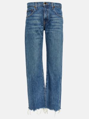 Voľné bavlnené džínsy s rovným strihom Khaite modrá