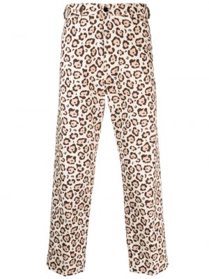 Pantaloni cu picior drept cu imagine cu model leopard Fursac