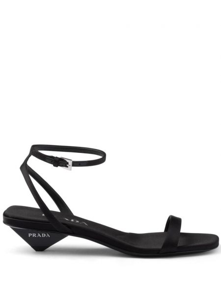 Satīna sandales ar papēžiem Prada melns