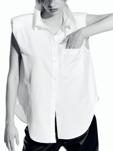 Блузка без рукавов с подплечниками H&m белая