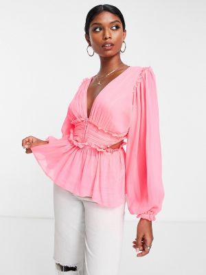 Блузка с вырезом на спине Asos розовая