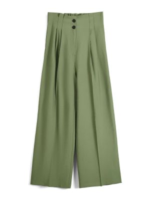 Широки панталони тип „марлен“ Bershka зелено