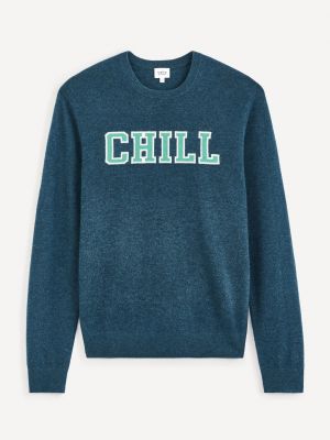 Вълнен пуловер Celio синьо