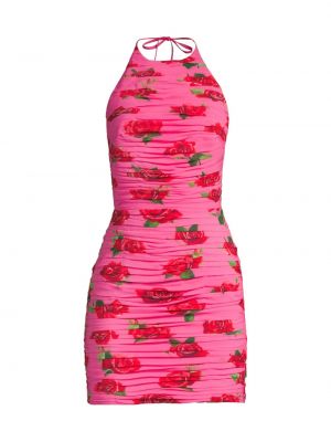 Платье мини в цветочек с принтом Sau Lee розовое