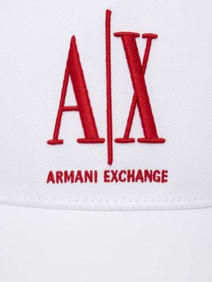 Czapka z daszkiem bawełniana Armani Exchange biała