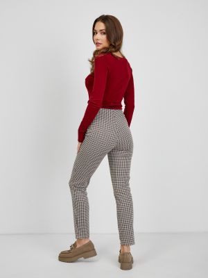 Kostkované kalhoty Orsay béžové