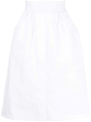 Bavlnená midi sukňa s vysokým pásom Raf Simons biela
