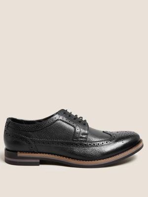Mens M&S Collection Leather Trisole Brogues - Black, Black M&s Collection