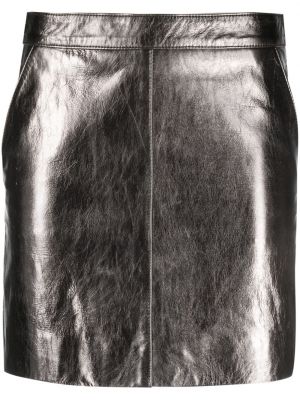 Kožená sukňa P.a.r.o.s.h. sivá