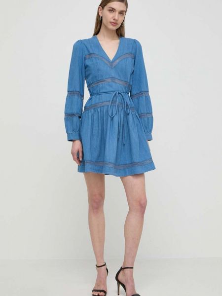 Pamučna mini haljina Twinset plava