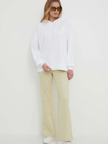 Pamučna hoodie s kapuljačom Calvin Klein Jeans bijela