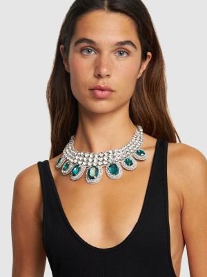 Ogrlica s kristali Moschino zelena