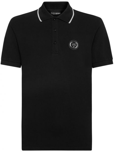 Kokvilnas polo krekls ar tīģera rakstu Plein Sport melns