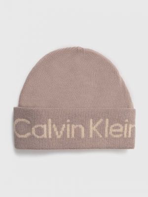 Вълнена шапка Calvin Klein бежово