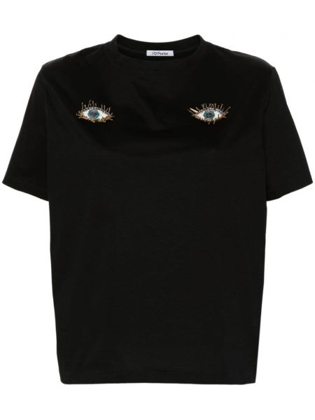 Βαμβακερή μπλούζα Parlor μαύρο