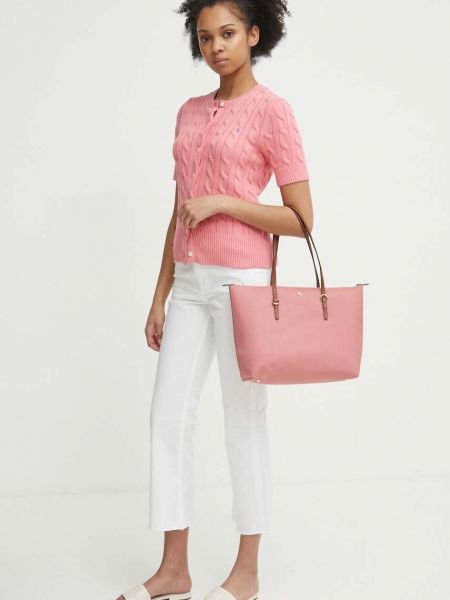 Kardigan bawełniany Polo Ralph Lauren różowy