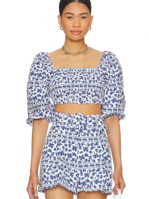Топ MINKPINK Ithica Shirred Crop, Blue & White