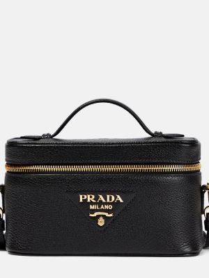 Δερμάτινη τσάντα ώμου Prada μαύρο