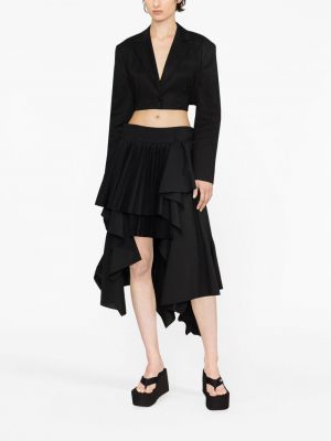 Plisuotas asimetriškas sijonas Sacai juoda