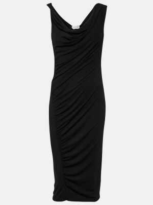Aksamitna sukienka midi z dżerseju Velvet czarna