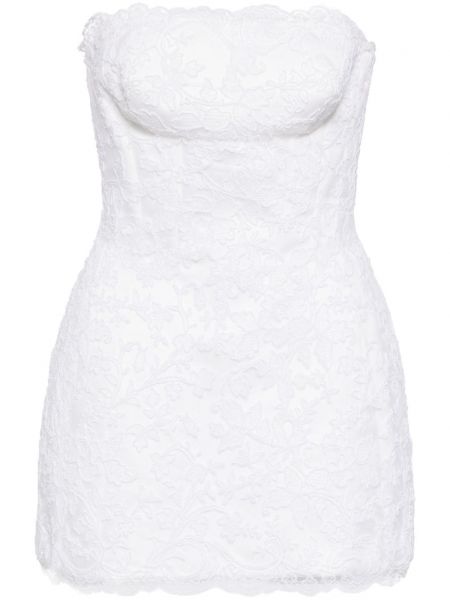 Στράπλες φόρεμα με δαντέλα Ermanno Scervino λευκό