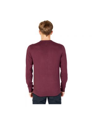Dzianinowy sweter z okrągłym dekoltem Armani Exchange fioletowy