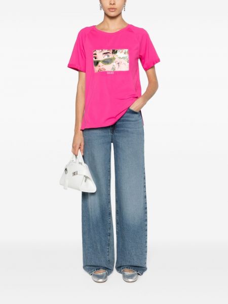 T-krekls ar apdruku Liu Jo rozā