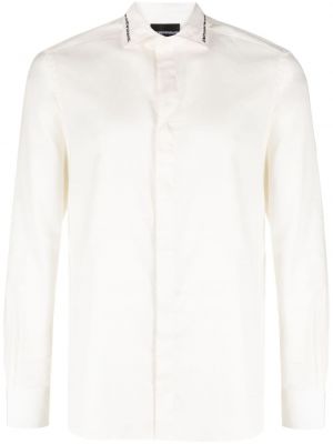 Haftowana koszula bawełniana Emporio Armani biała