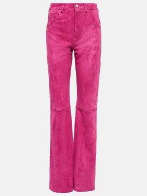 Semišové rovné kalhoty Dodo Bar Or růžové