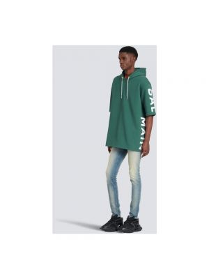 Oversize hoodie aus baumwoll mit print Balmain grün