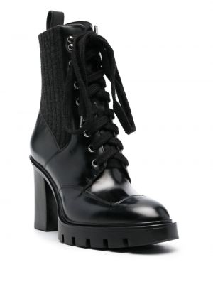Ankle boots à lacets en cuir en dentelle Santoni noir
