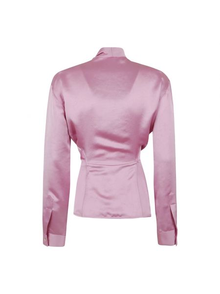 Satynowa bluzka z falbankami Victoria Beckham różowa